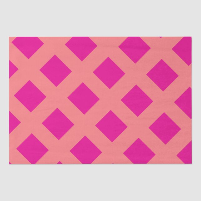 Hot Pink Orange Schachbrett Patterns Boho farbenfr Seidenpapier (Vorderseite)