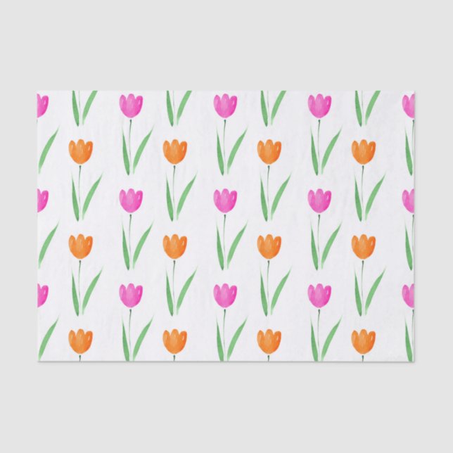 Hot Pink & Orange Wasserfarbe Muster Seidenpapier (Vorderseite)