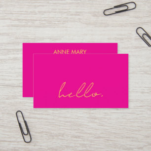 Hot Pink Orange Yellow Hello Script Typografie Visitenkarte