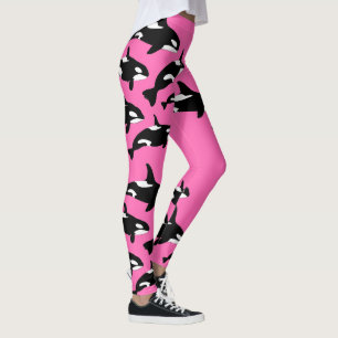 Hot Pink Orca Killer Whale Gemustert Leggings