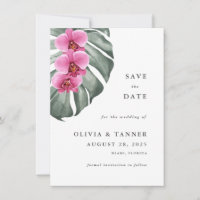 Hot Pink Orchids Tropical Paradies Save the Date