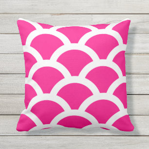 Hot Pink Outdoor Pillows - Circles Pattern Kissen Für Draußen