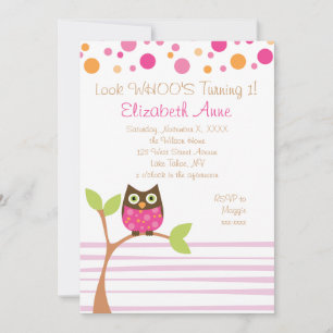 Hot Pink Owl Einladung
