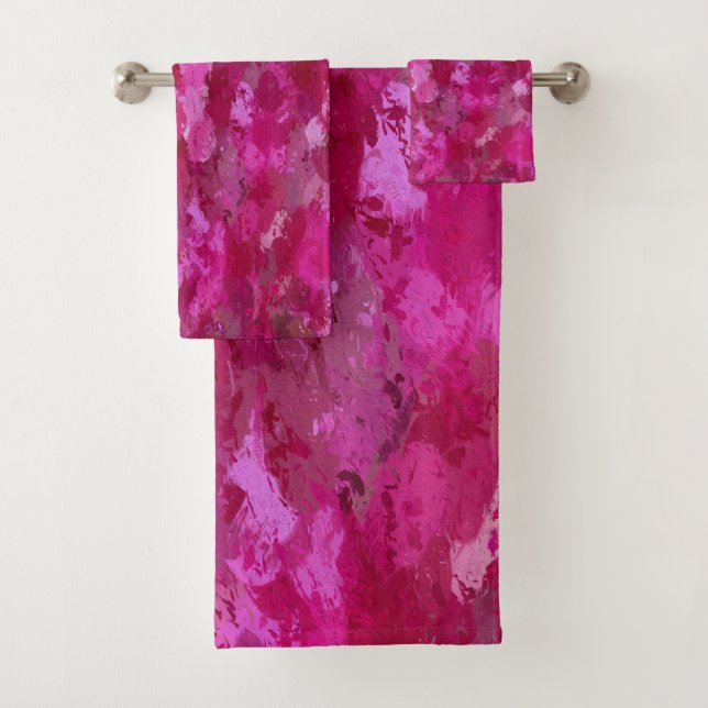Hot Pink Paint Balls Badhandtuch Set (Insitu)