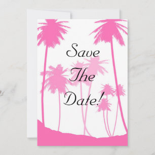 Hot Pink Palm Trees tropische Hochzeit speichern d Einladung