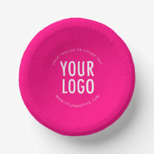 Hot Pink Paper Bowls Custom Printed Business Logo