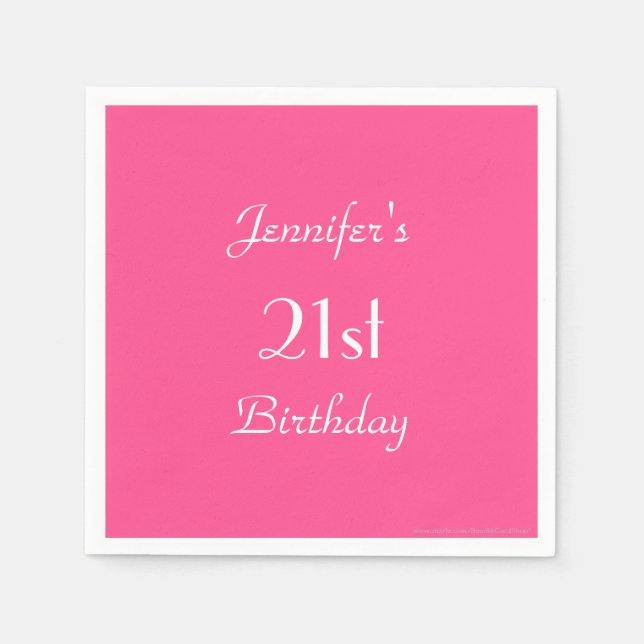 Hot Pink Paper Napkins, 21. Geburtstag Party Serviette (Vorderseite)