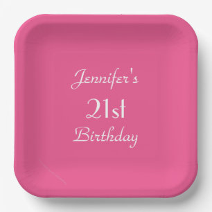 Hot Pink Paper Teller, 21. Geburtstag Party Pappteller