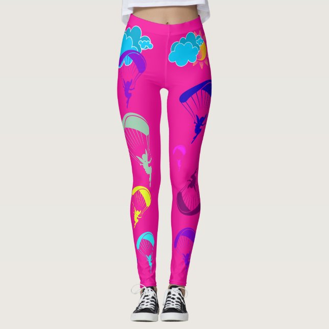 Hot Pink Paragliding Pixie Sonnenschein Leggings (Vorderseite)