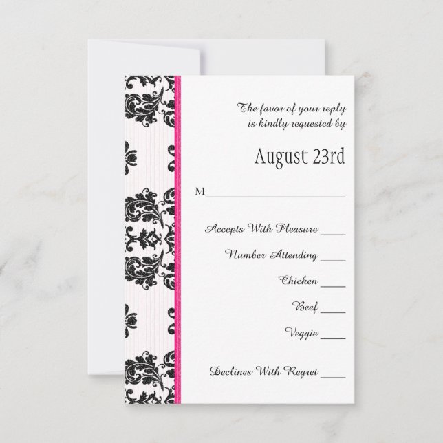 Hot Pink Pariser Eiffelturm UAWG Wedding Card RSVP Karte (Vorderseite)
