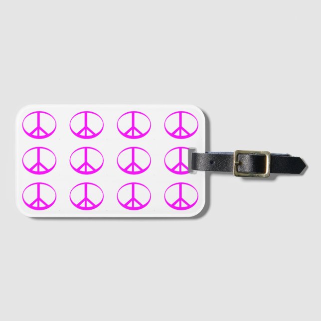 Hot Pink Peace Sign - Tag Gepäckanhänger (Vorderseite (Horizontal))