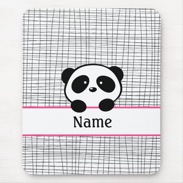 Hot Pink Personalisiert Panda Bären Mouse Pad Mousepad (Vorne)