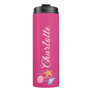 Hot Pink Personalisiert Seashells Thermosbecher