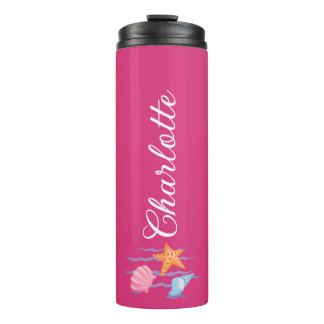 Hot Pink Personalisiert Seashells Thermosbecher