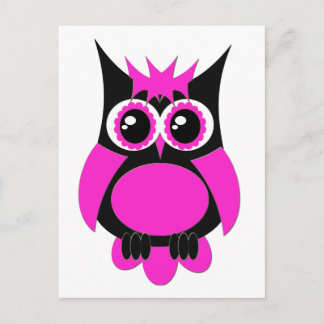 Hot Pink Pink Owl Postkarte