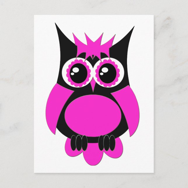 Hot Pink Pink Owl Postkarte (Vorderseite)