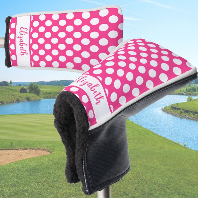 Hot Pink polka dot golf head cover custom name Headcover (Von Creator hochgeladen)