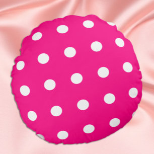 Hot Pink Polka Dot Muster Rundes Kissen