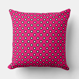 Hot Pink Polka Dot Outdoor Throw Kissen