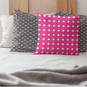 Hot Pink Polka Dot Pattern Kissen
