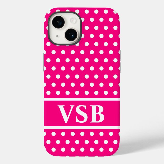 Hot Pink Polka Dots Case-Mate iPhone Hülle (Rückseite)