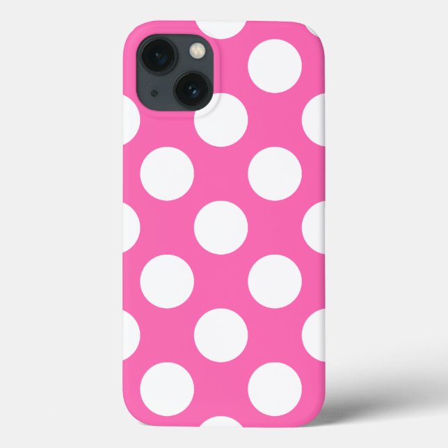 Hot Pink Polka Dots Case-Mate iPhone Hülle (Rückseite)