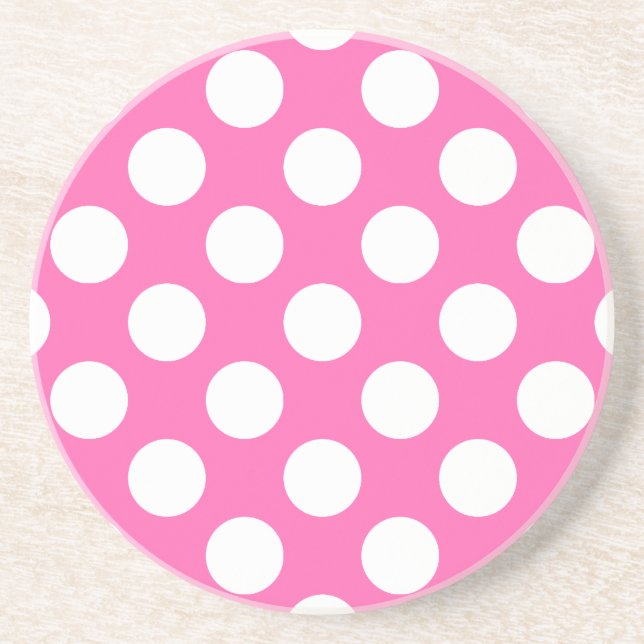 Hot Pink Polka Dots Getränkeuntersetzer (Vorne)