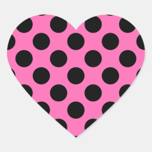 Hot Pink Polka Dots Herz-Aufkleber