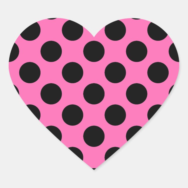 Hot Pink Polka Dots Herz-Aufkleber (Vorderseite)