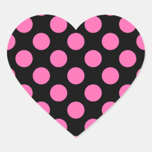 Hot Pink Polka Dots Herz-Aufkleber