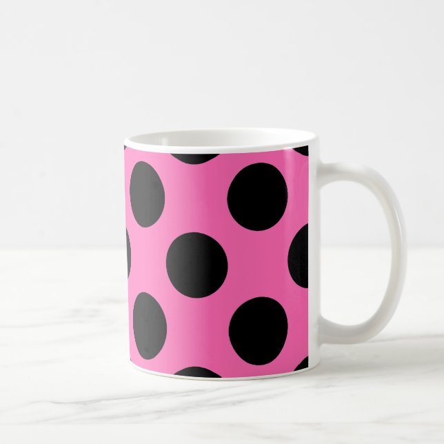 Hot Pink Polka Dots Kaffeetasse (Rechts)