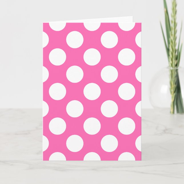 Hot Pink Polka Dots Karte (Vorderseite)