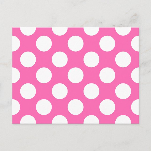 Hot Pink Polka Dots Postkarte (Vorderseite)