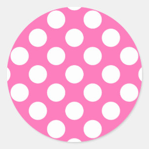 Hot Pink Polka Dots Runder Aufkleber