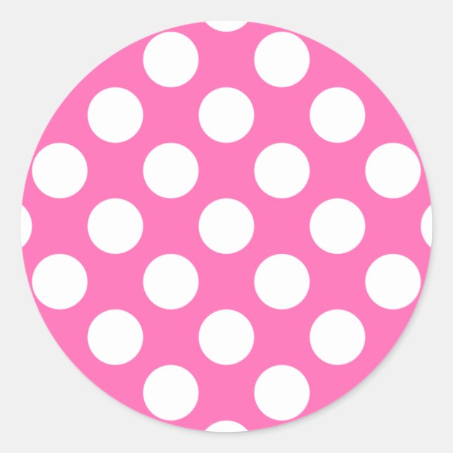 Hot Pink Polka Dots Runder Aufkleber (Vorderseite)