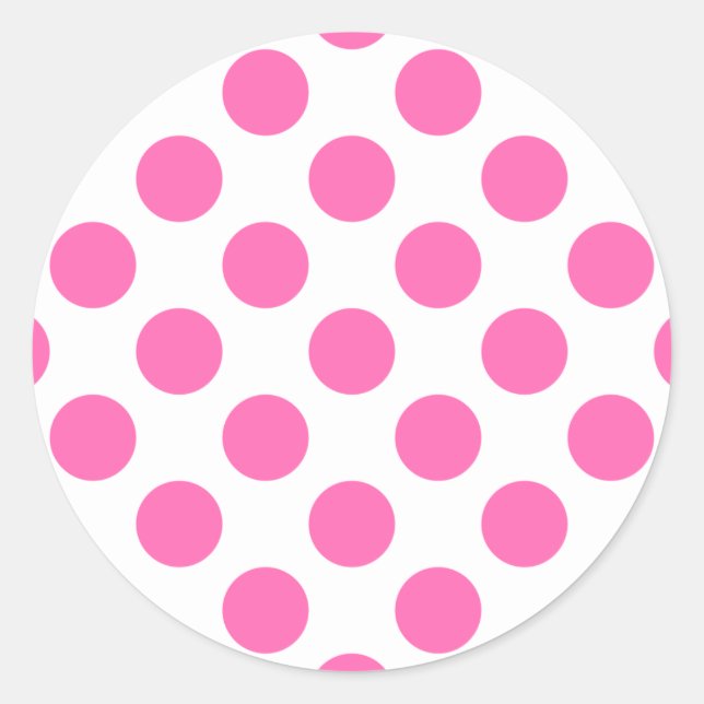Hot Pink Polka Dots Runder Aufkleber (Vorderseite)