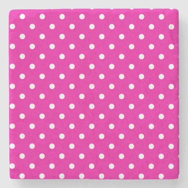 Hot Pink Polka Dots Square Untersetzer (Vorderseite)