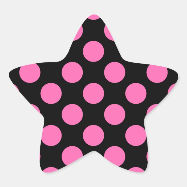 Hot Pink Polka Dots Stern-Aufkleber (Vorderseite)