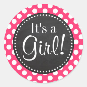 Hot Pink Polka Dots; Vintage Halbpension Runder Aufkleber