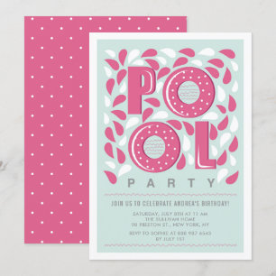 Hot Pink Pool Party Splash Geburtstag Einladung