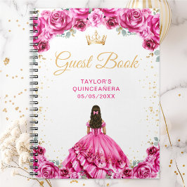 Hot Pink Princess Quinceañera Guest Book Notizblock