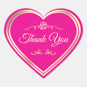 Hot Pink Product Label Gold Frame Niedlich Danke Herz-Aufkleber