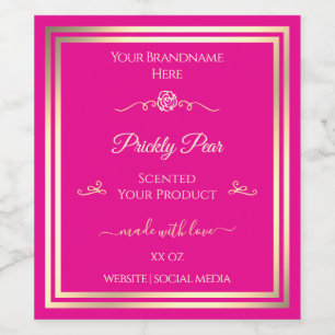 Hot-Pink-Produkt-Label-Goldrahmen und Vintage Rose Weinetikett