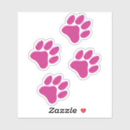 Hot Pink Puffy Look 4 Paws Vinyl Stickers Aufkleber