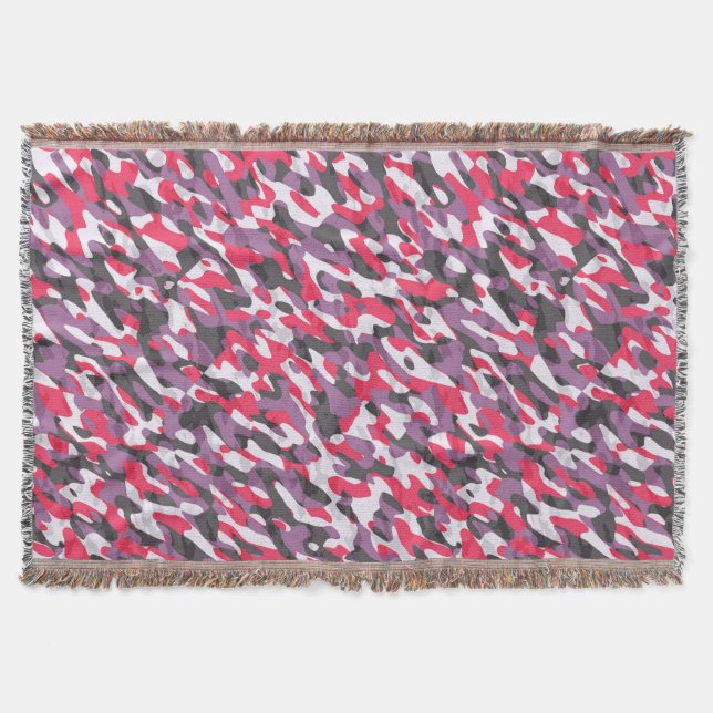 Hot pink, purple and black camo abstract decke (Vorderseite)