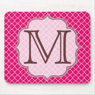 Hot Pink Quarterfolie Latti Monogram Maus Pad Mousepad