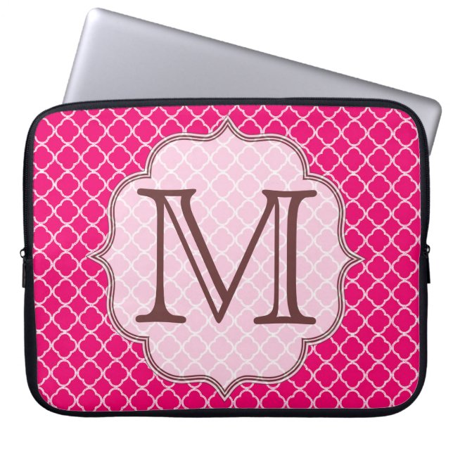 Hot Pink Quarterfolienmonogramm 15" Notebookgehäus Laptopschutzhülle (Vorderseite)