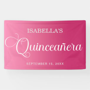 Hot Pink Quinceañera Birthday Elegantes Skript Banner
