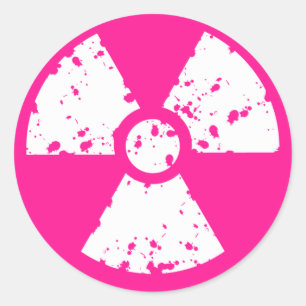 Hot Pink Radioactive Runder Aufkleber