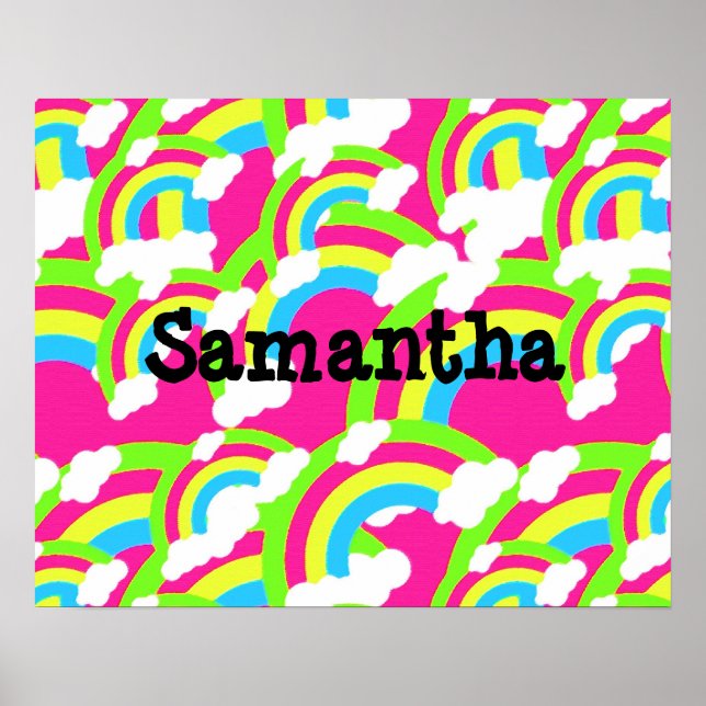 Hot Pink Rainbow Pattern Poster (Vorne)